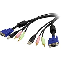 StarTech.com USBVGA4N1A6 - Cable KVM Audio y Vídeo de 1-8m Todo en Uno VGA USB A USB B HD15 Mini Jack Micrófono…